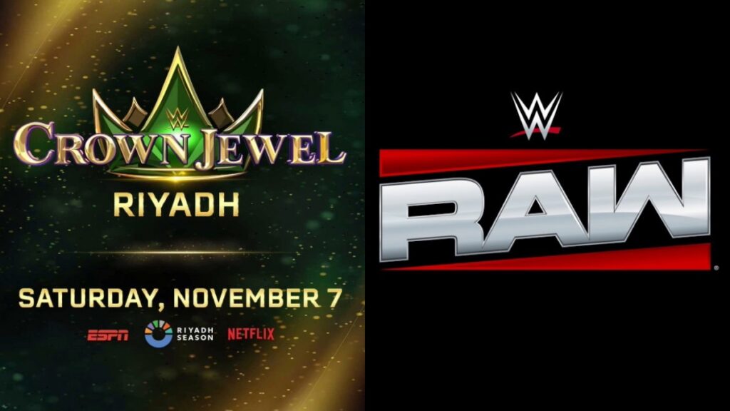 WWE Raw and Crown Jewel logos.